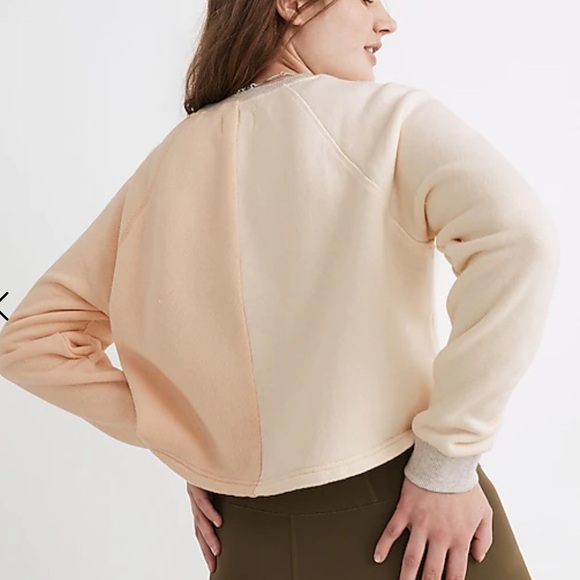 Madewell MWL sweatshirt crop sweater color block cream white orange - Picture 4 of 4